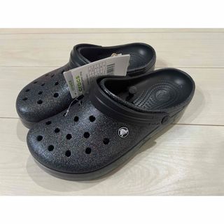 クロックス(crocs)の新品タグ付き 27cm クロックス crocs クロックバンド グリッター 黒(サンダル)