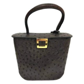 デルヴォー(DELVAUX)のDELVAUX デルヴォー バッグ オーストリッチ ハンドバッグ ブラウン レディース 保存袋 手鏡付き 【中古品】 52404K196(ハンドバッグ)