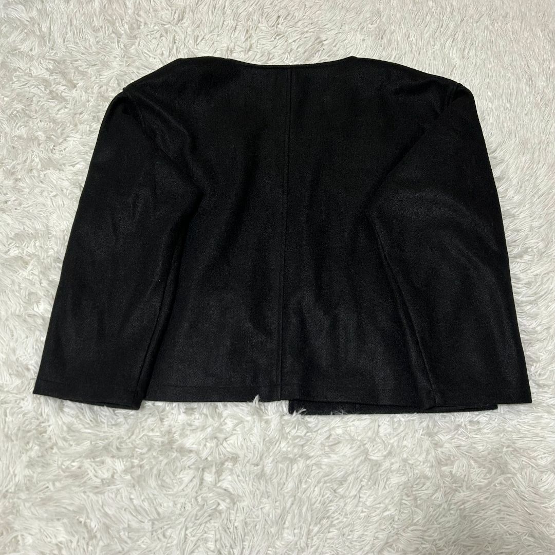【超美品】 ノーカラージャケット FREE SIZE ブラック 厚手 ✓4343 レディースのジャケット/アウター(ノーカラージャケット)の商品写真