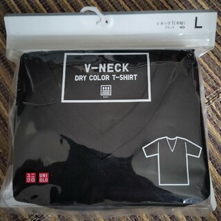 513 ユニクロ　ドライカラーＴシャツ　ブラック　Vネック　Ｌサイズ未使用品(Tシャツ/カットソー(半袖/袖なし))