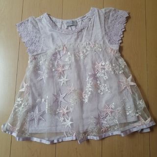 ANNA SUI mini 星 チュール 袖レース カットソー 130cm