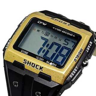 メンズ デジタルウォッチ ゴールド 防水 腕時計 ストップウォッチ(腕時計)