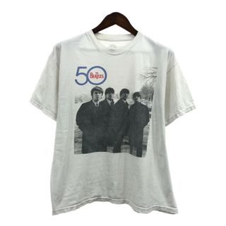 THE BEATLES ザ・ビートルズ 半袖Ｔシャツ バンドT ホワイト (メンズ XL) 中古 古着 Q6435(Tシャツ/カットソー(半袖/袖なし))