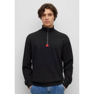 ヒューゴボス(HUGO BOSS)の新品タグ付★HUGO BOSS ジップネックスウェットシャツ  L ブラック(スウェット)