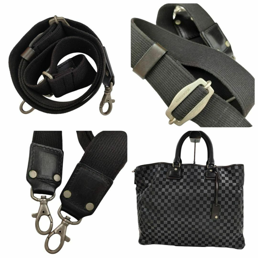 HERGOPOCH(エルゴポック)のエルゴポック A4可 2way チェック トートバッグ ショルダー 黒 グレー メンズのバッグ(ビジネスバッグ)の商品写真