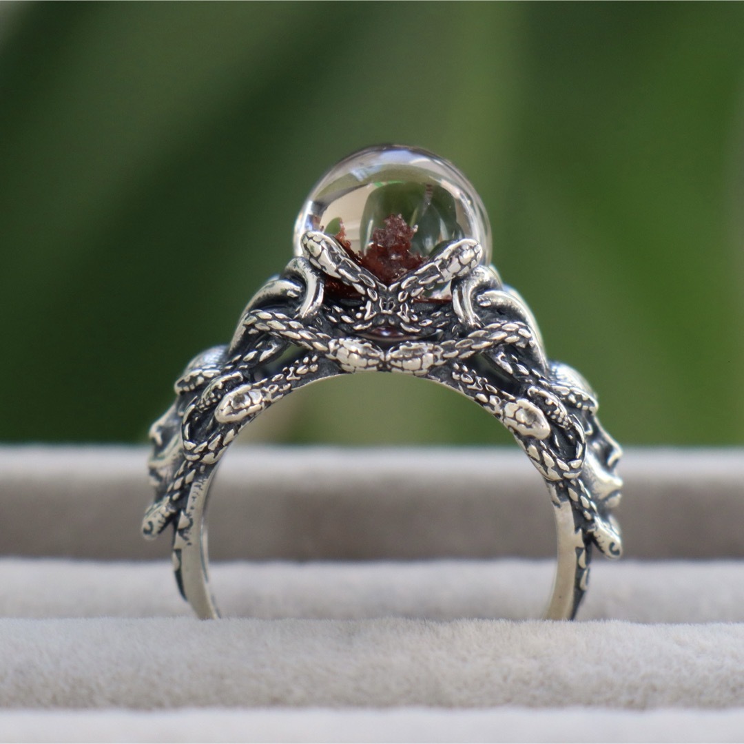 レッドガーデンクォーツ メドゥーサ 蛇 シルバー925 天然石リング 指輪 ヘビ メンズのアクセサリー(リング(指輪))の商品写真