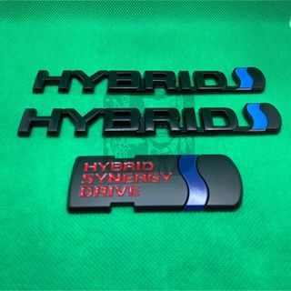 【3点セット】ハイブリッドエンブレム  黒  マットブラック HYBRID(車外アクセサリ)