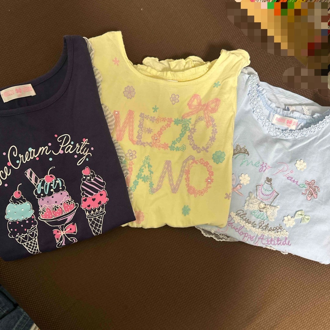 mezzo piano(メゾピアノ)のメゾピアノ フレンチスリーブ3枚セット キッズ/ベビー/マタニティのキッズ服女の子用(90cm~)(Tシャツ/カットソー)の商品写真