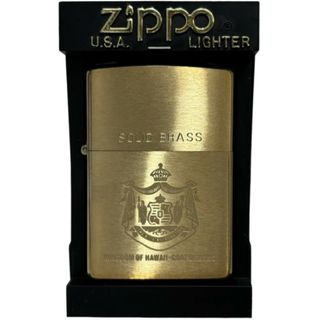 Zippo ジッポー KINGDOM HAWAII キングダム ハワイ COAT SOLID BRASS 未使用品 喫煙具 ライター たばこ ゴールド 32404K367