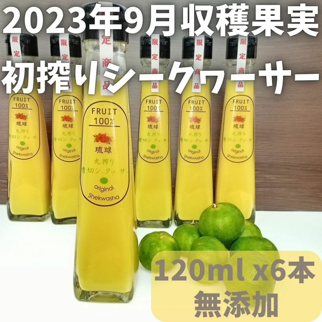 初搾り 沖縄産 青切り シークワーサー 120ml x 6本 お土産 ジュース 食品/飲料/酒の飲料(ソフトドリンク)の商品写真