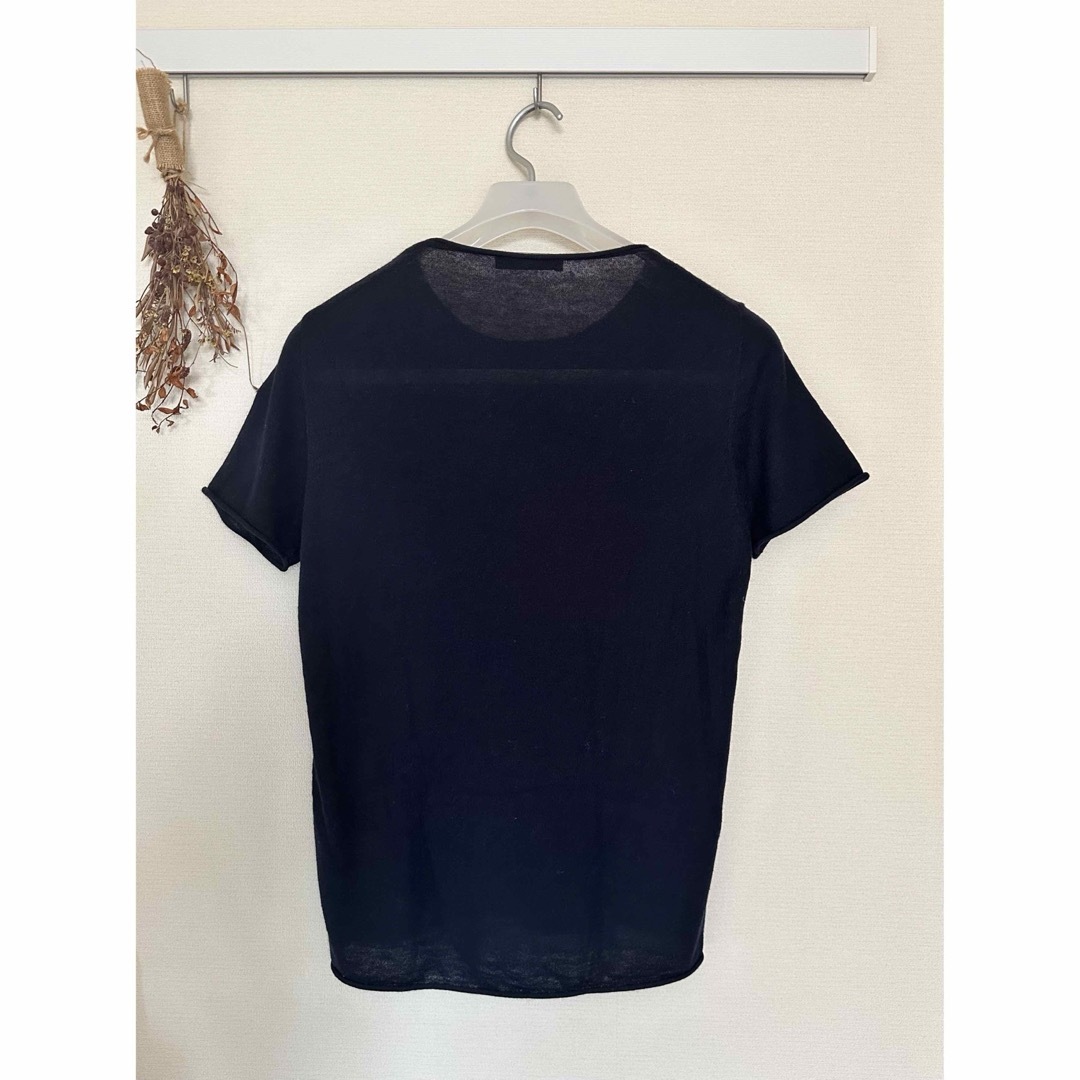 ZARA(ザラ)のZARA 半袖ニット ネイビー レディースのトップス(Tシャツ(半袖/袖なし))の商品写真