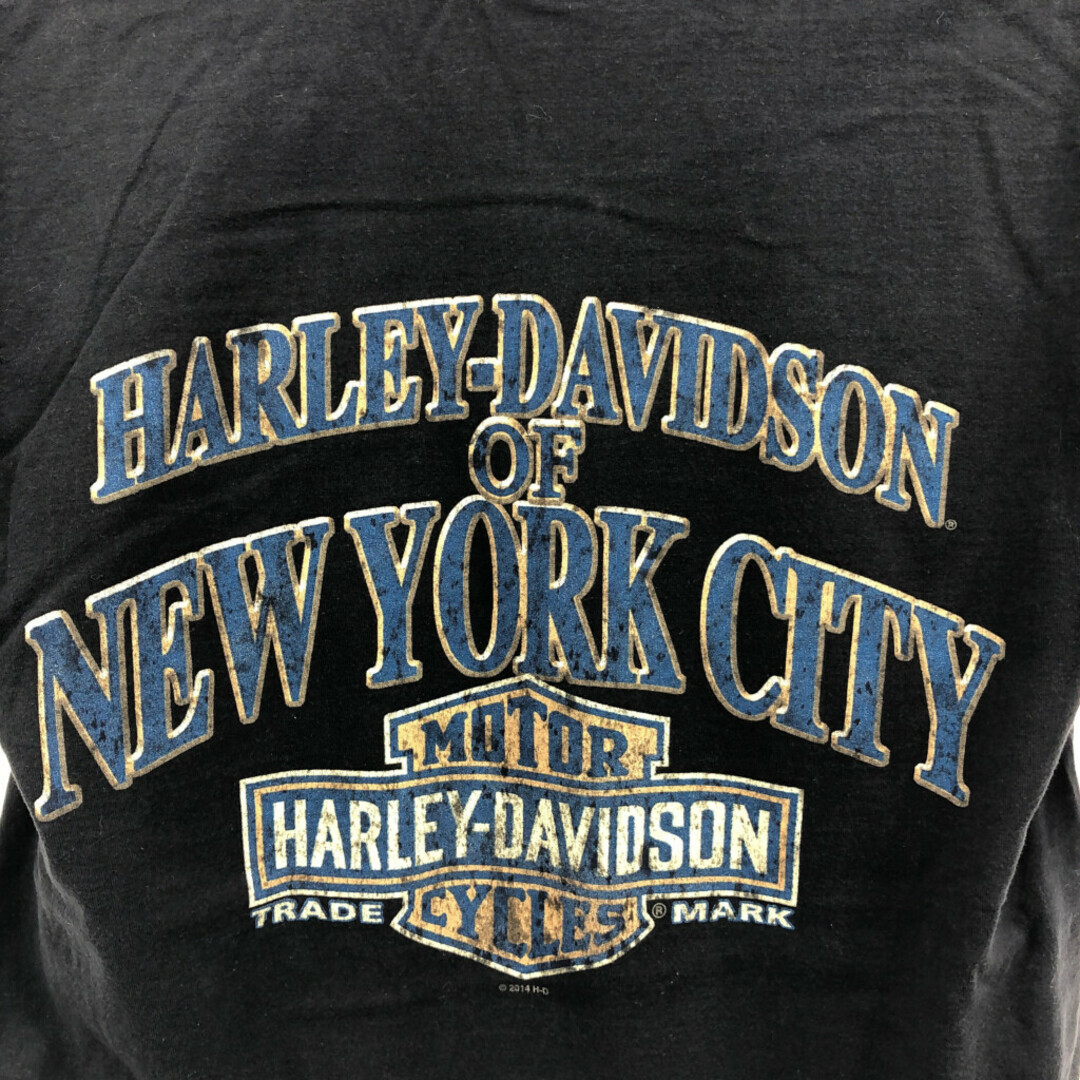 Harley Davidson(ハーレーダビッドソン)のHARLEY DAVIDSON ハーレーダビッドソン ニューヨーク 半袖Ｔシャツ バイク ロゴ ブラック (メンズ M) 中古 古着 Q6443 メンズのトップス(Tシャツ/カットソー(半袖/袖なし))の商品写真