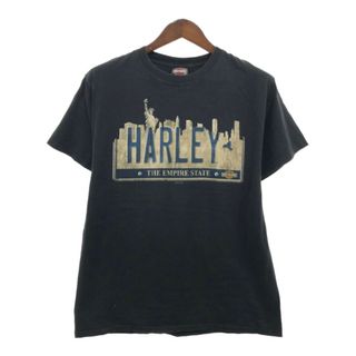 ハーレーダビッドソン(Harley Davidson)のHARLEY DAVIDSON ハーレーダビッドソン ニューヨーク 半袖Ｔシャツ バイク ロゴ ブラック (メンズ M) 中古 古着 Q6443(Tシャツ/カットソー(半袖/袖なし))