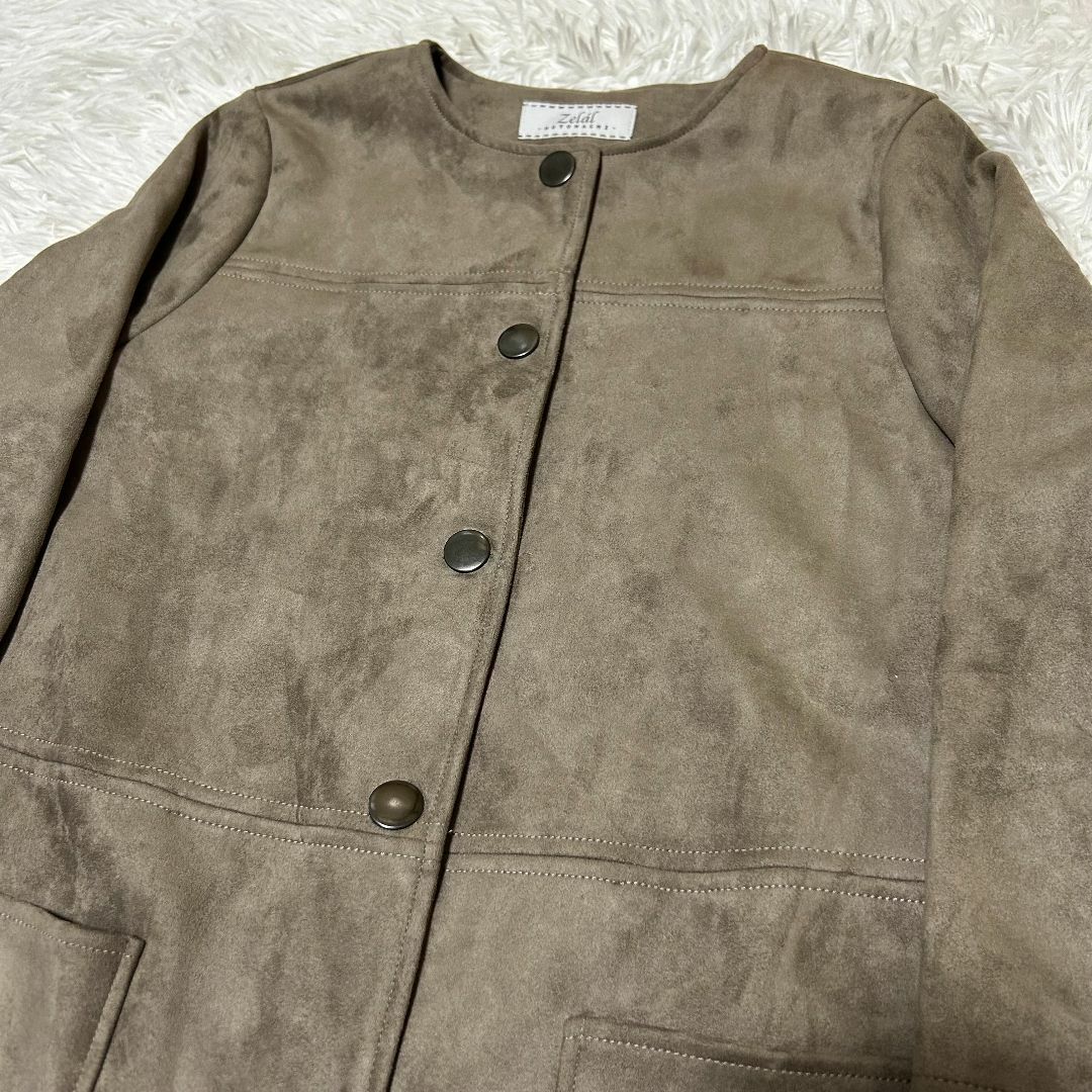 【極美品】ゼラール ノーカラーコート 9AR ブラウン ✓3970 レディースのジャケット/アウター(ノーカラージャケット)の商品写真