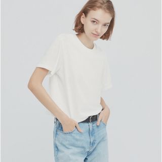 ユニクロ(UNIQLO)のUNIQLOスラブジャージークロップドT（半袖）(Tシャツ(半袖/袖なし))