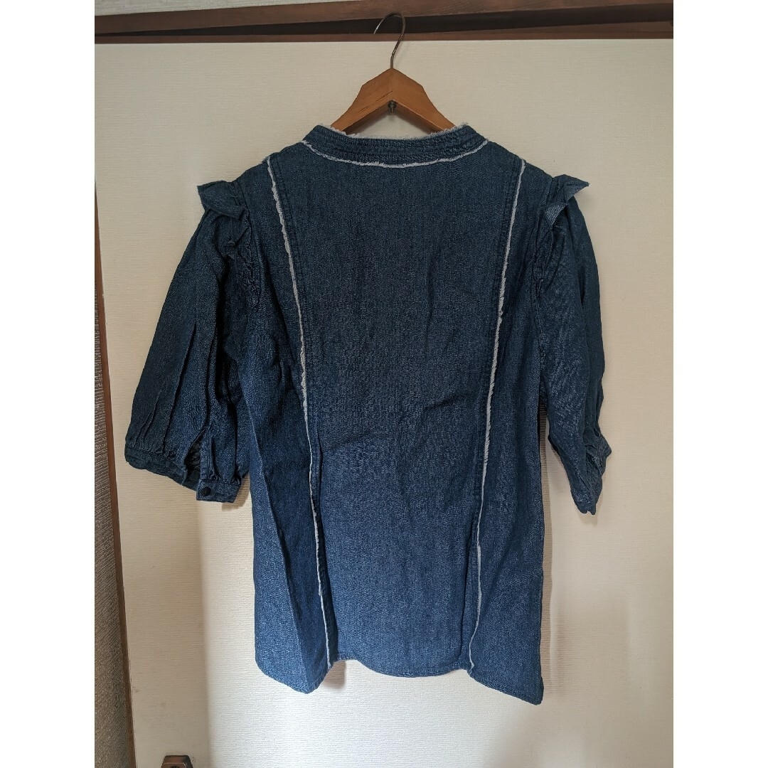 レディース デニムフリンジシャツ レディースのトップス(シャツ/ブラウス(半袖/袖なし))の商品写真