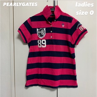 パーリーゲイツ(PEARLY GATES)のレディース　半袖ポロシャツ　ゴルフウェア　サイズ0 Sサイズ　ボーダー(シャツ/ブラウス(半袖/袖なし))