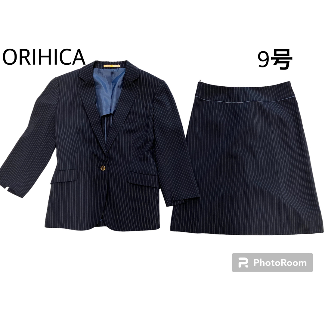 ORIHICA(オリヒカ)のORIHICA スーツ セットアップ ネイビー ストライプ 9号 レディースのフォーマル/ドレス(スーツ)の商品写真