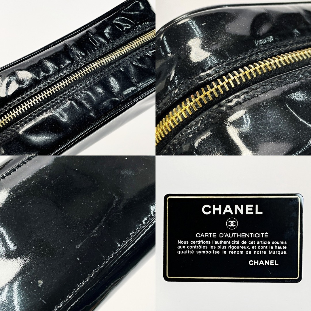 CHANEL(シャネル)の☆☆CHANEL シャネル コスメポーチ ブラック エナメル レディース ゴールド金具 ギャランティカード有 レディースのファッション小物(ポーチ)の商品写真