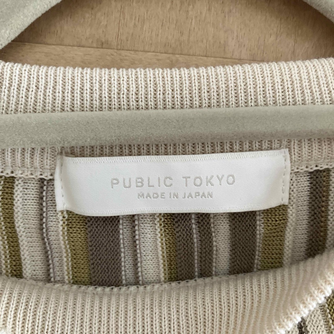 PUBLIC TOKYO(パブリックトウキョウ)のpublictokyo   ストライプハーフスリーブニット レディースのトップス(カットソー(半袖/袖なし))の商品写真