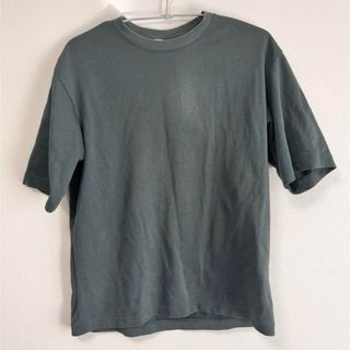 ユニクロ エアリズムコットンオーバーサイズTシャツ Lサイズ 5分袖 オリーブ(Tシャツ/カットソー(半袖/袖なし))