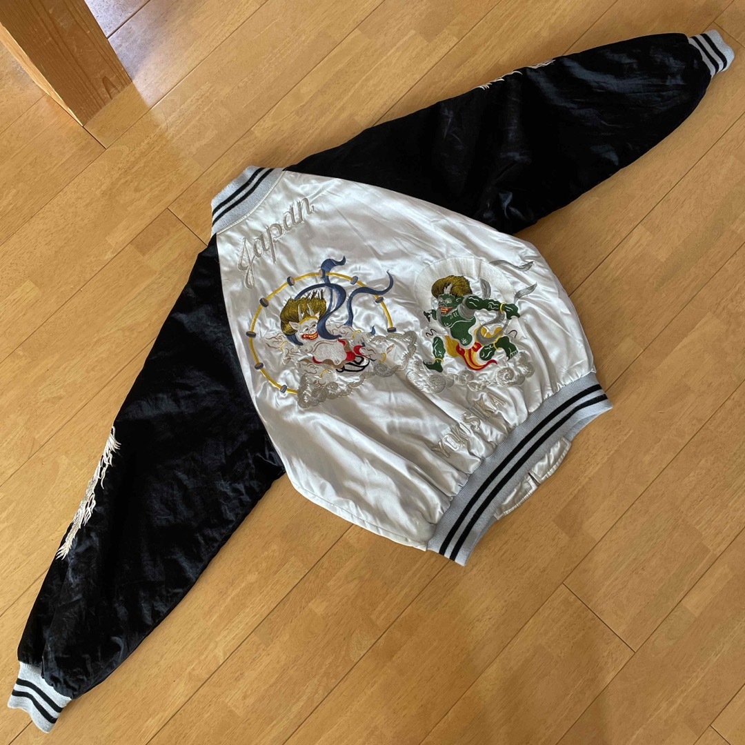 90年 古着 スカジャン 風神雷神 白龍YOKOSUKA JAPAN/ブラックの 90年 古着 スカジャン 風神雷神 白龍YOKOSUKA JAPAN/ブラックの