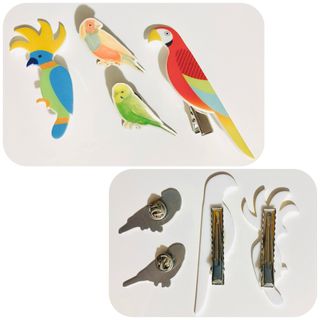 ピン バッジ クリップ セキセイインコ オウム 鳥 バード(日用品/生活雑貨)