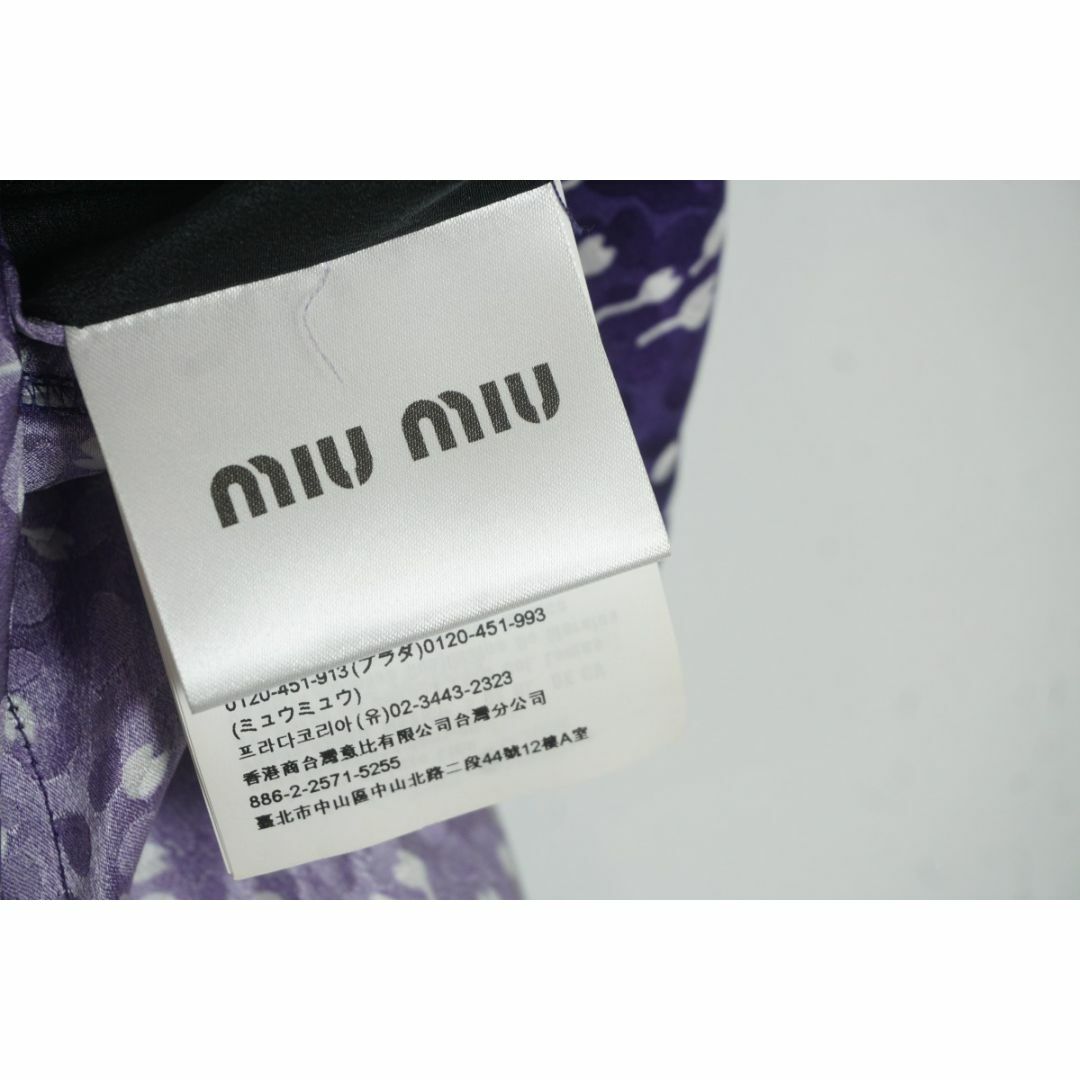 miumiu(ミュウミュウ)の美品19SS MIUMIU ドレス フラワー ワンピース ネイビー1226N▲ レディースのワンピース(ひざ丈ワンピース)の商品写真