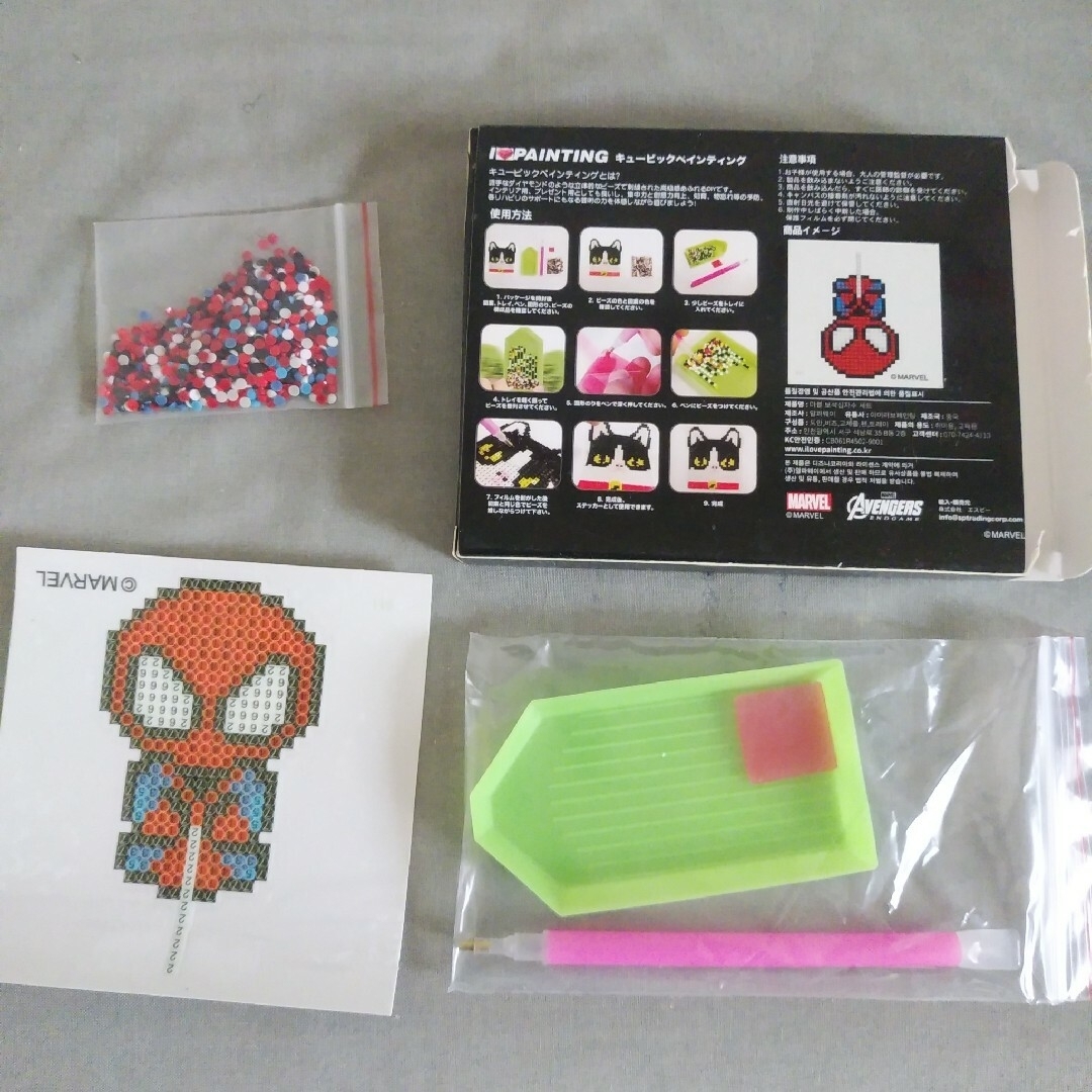 MARVEL(マーベル)のスパイダーマン　逆さま　吊り　キュービックペインティングDIY ハンドメイドの素材/材料(各種パーツ)の商品写真