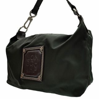 ロンシャン(LONGCHAMP)のロンシャン ミニハンドバッグ ポーチ ロゴ ナイロン×レザー グリーン系 レザー(ハンドバッグ)