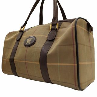 バーバリー(BURBERRY)のバーバリーズ ボストンバッグ ハンドバッグ 玉虫 チェック キャンバス レザー(ボストンバッグ)