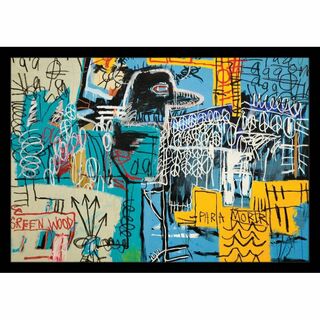FBQ012-バスキア Basquiat フレーム付 A4サイズ マット無 模写(ウェルカムボード)