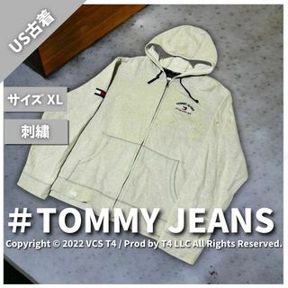 トミージーンズ(TOMMY JEANS)の【US古着】トミージーンズ パーカー XL ライトグレー ヘビー ✓3918(パーカー)