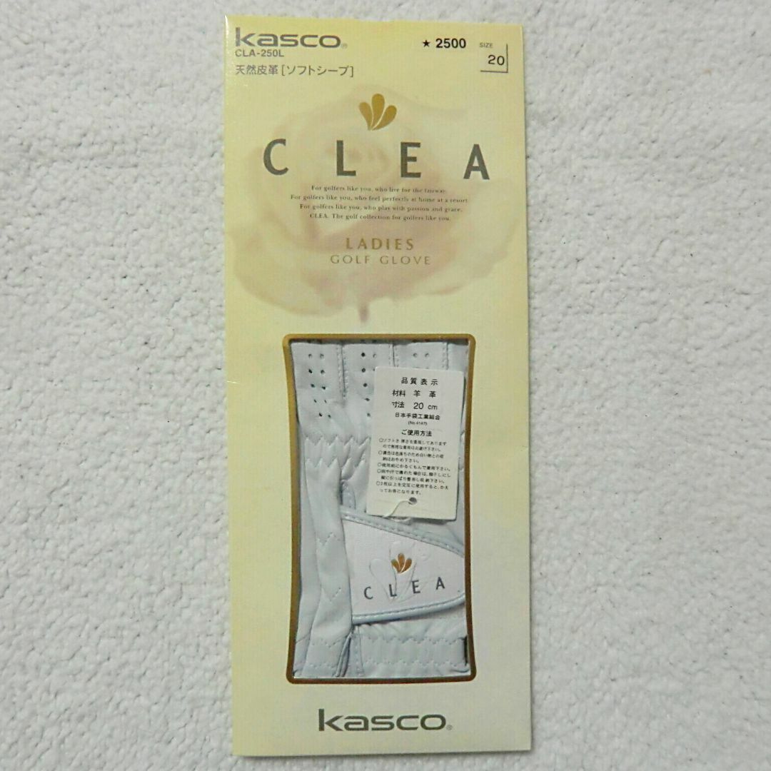 Kasco(キャスコ)のkasco CLEA ゴルフグローブ 白 20サイズ レディース用 天然皮革 レディースのファッション小物(手袋)の商品写真
