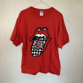 トムス プリントTシャツ 綿 赤 Lサイズ(Tシャツ/カットソー(半袖/袖なし))