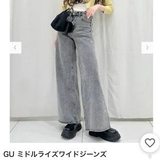 GU - GU ミドルライズワイドジーンズ