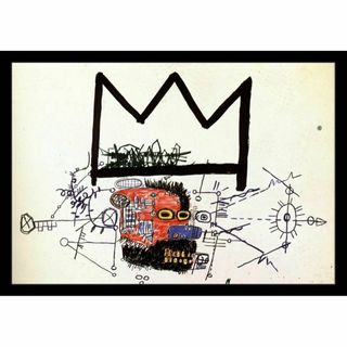 FBQ018-バスキア Basquiat フレーム付 A4サイズ マット無 模写(フォトフレーム)