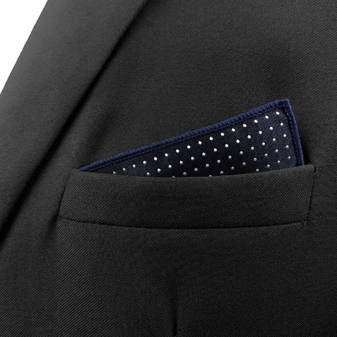 【色: 32cm×32cm ポケットチーフ】SHLAX&WING ドット 青い  メンズのファッション小物(その他)の商品写真
