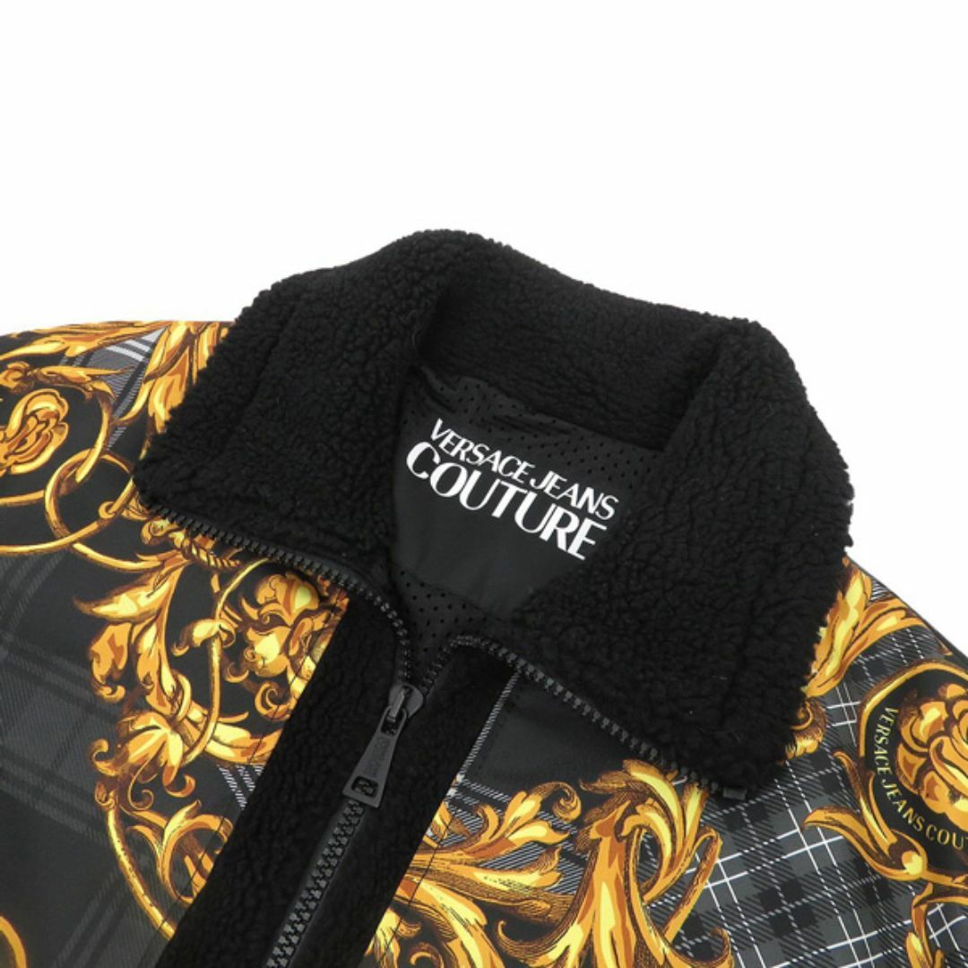 VERSACE(ヴェルサーチ)の極美品 VERSACE JEANS COUTURE ヴェルサーチ バロック チェック ボア フリース ジップアップ ジャケット ブルゾン 46494 メンズのジャケット/アウター(ブルゾン)の商品写真