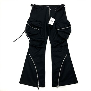 Nerazzurri ジップポケット カーゴ パンツ ブラック M ブーツカット メンズ【中古】(ワークパンツ/カーゴパンツ)