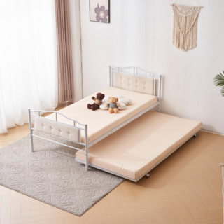 ホワイト親子ベッド二段ベッド パイプベッド シングルベッド子供部屋スチール耐震(ロフトベッド/システムベッド)