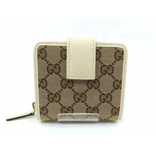 グッチ(Gucci)の【新着】グッチ 346056-KY9LG-9780 GGキャンバス×レザー ベージュ×ホワイト 二つ折り財布 アウトレット品【池袋店】【中古】(財布)