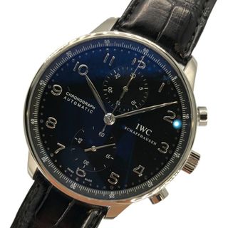 IWC - 　インターナショナルウォッチカンパニー IWC ポルトギーゼ・クロノグラフ IW371447 ブラック SS/レザーベルト メンズ 腕時計