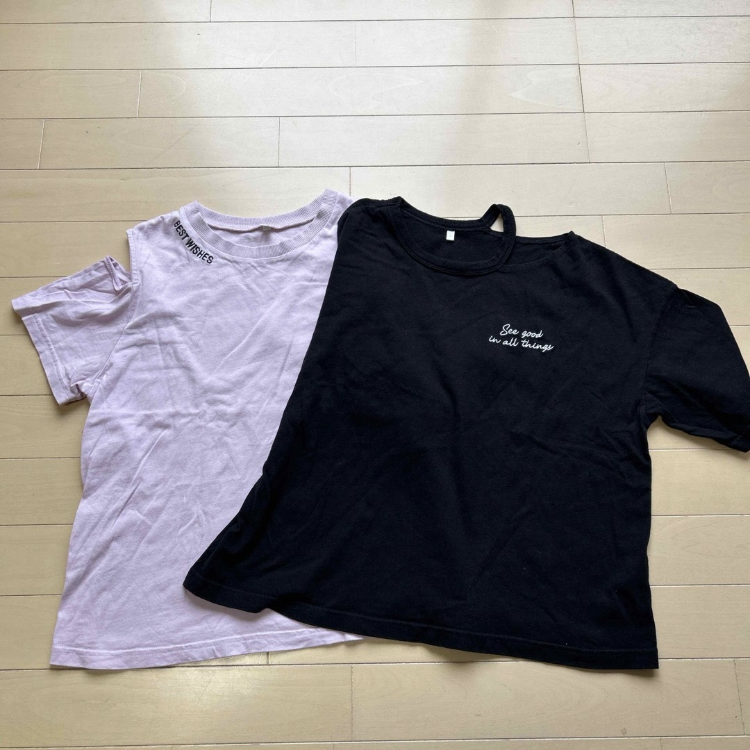 GU(ジーユー)のGU 150〜160女の子　半袖Tシャツ2枚組 キッズ/ベビー/マタニティのキッズ服女の子用(90cm~)(Tシャツ/カットソー)の商品写真