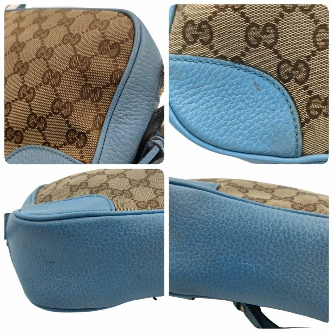Gucci(グッチ)のグッチ ショルダーバッグ カメラバッグ GGキャンバス レザー 水色 肩掛け レディースのバッグ(ショルダーバッグ)の商品写真