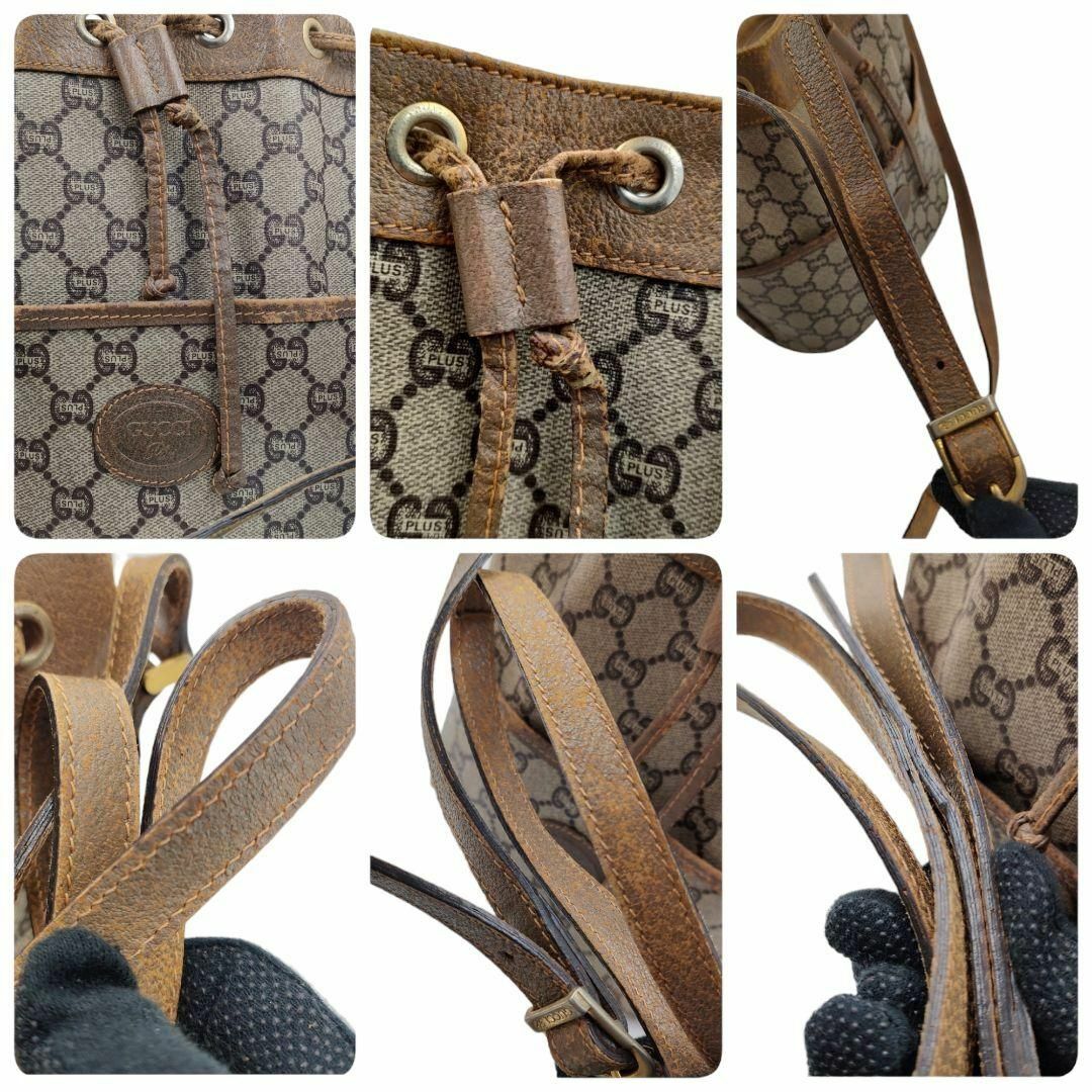 Gucci(グッチ)のグッチプラス ショルダーバッグ 巾着 PVC レザー 肩掛け ブラウン系 レディースのバッグ(ショルダーバッグ)の商品写真