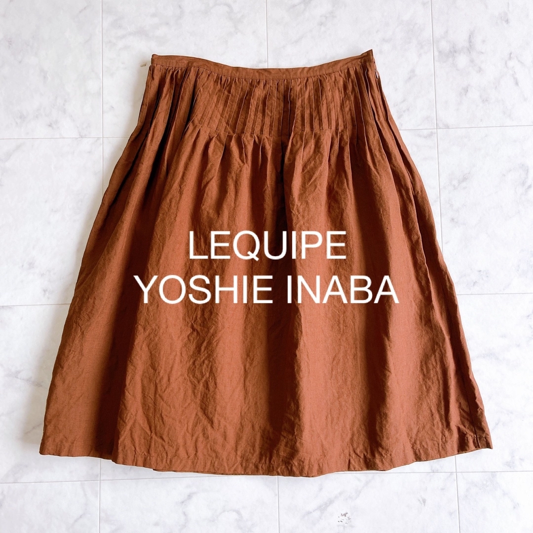 L'EQUIPE(レキップ)の大きいサイズ＊LEQUIPE YOSHIE INABA 　リネンスカート レディースのスカート(ひざ丈スカート)の商品写真