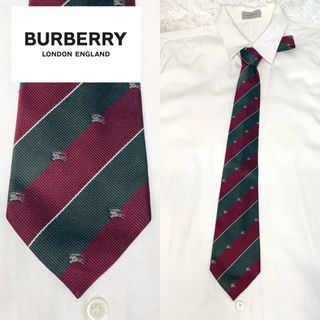 BURBERRY - 【美品】 Burberry  ネクタイ グリーン×ワイン レジメ