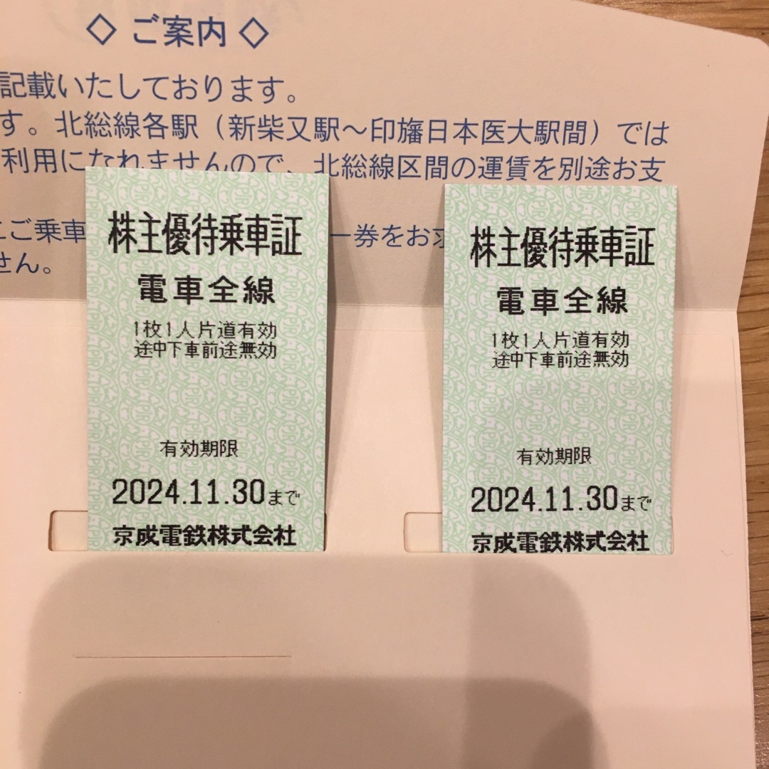 京成電鉄　株主優待券　株主優待乗車証 チケットの乗車券/交通券(鉄道乗車券)の商品写真