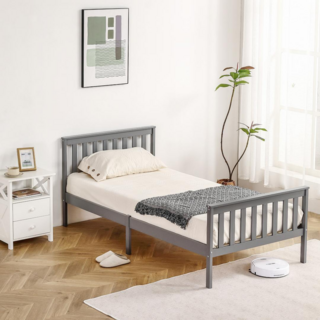 ベッド シングル ベッドフレームすのこベッド天然木フレーム 下収納(グレー)(ロフトベッド/システムベッド)